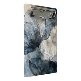 Elegante Blauwe Bloemige Aquarel Abstracte Kunst Mini Klembord