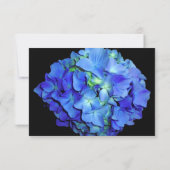 Elegante blauwe bloemige blauwe rozen blauwe horte save the date (Achterkant)