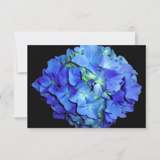 Elegante blauwe bloemige blauwe rozen blauwe horte save the date (Achterkant)