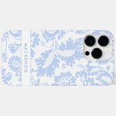Elegante Blauwe Bloemige Botanische Case-Mate iPhone Case (Achterkant (horizontaal))