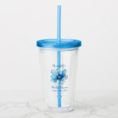 Elegante blauwe bloemige bruidsdouche acryl drinkbeker (Voorkant)