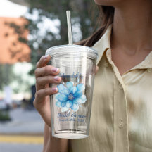 Elegante blauwe bloemige bruidsdouche