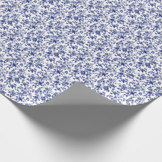 Elegante blauwe bloemige bruidsdouche in toile-sti cadeaupapier (Hoek)