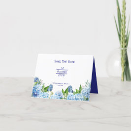 Elegante Blauwe Bloemige Bruiloft Aankondiging