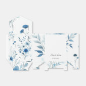 Elegante Blauwe Bloemige Bruiloft Bedankdoosjes (Uitgevouwen)