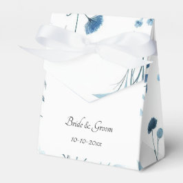 Elegante Blauwe Bloemige Bruiloft Bedankdoosjes