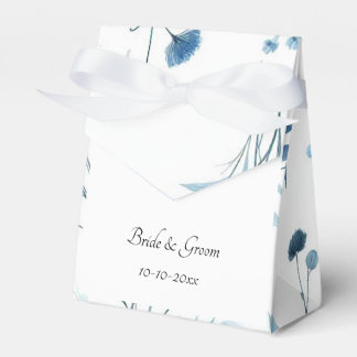 Elegante Blauwe Bloemige Bruiloft Bedankdoosjes