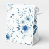 Elegante Blauwe Bloemige Bruiloft Bedankdoosjes (Achterkant)