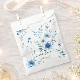 Elegante Blauwe Bloemige Bruiloft Bedankzakje