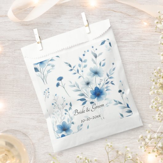 Elegante Blauwe Bloemige Bruiloft Bedankzakje (Geknipt)