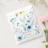 Elegante Blauwe Bloemige Bruiloft Bedankzakje (Gezegeld)
