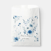 Elegante Blauwe Bloemige Bruiloft Bedankzakje (Voorkant)
