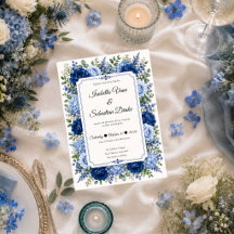 Elegante Blauwe Bloemige Bruiloft