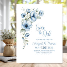 Elegante Blauwe Bloemige Bruiloft