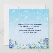 Elegante Blauwe Bloemige Bruiloft Save The Date (Achterkant)