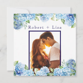 Elegante Blauwe Bloemige Bruiloft Save The Date