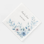 Elegante Blauwe Bloemige Bruiloft Servet (Hoek)