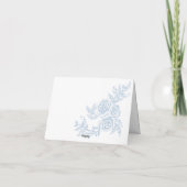 Elegante Blauwe Bloemige Bruiloftsdank Bedankkaart (Achterkant)