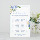 Elegante blauwe bloemige bruiloftsspel afgedrukt (Staand voorkant)