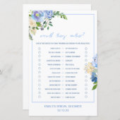 Elegante blauwe bloemige bruiloftsspel afgedrukt (Voorkant / Achterkant)