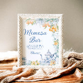 Elegante Blauwe Bloemige Citrus Thema Mimosa Bar Poster