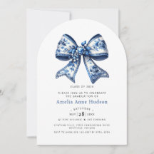 Elegante Blauwe Bloemige Coquette Strik Afstudeerf