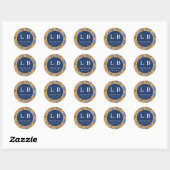 Elegante Blauwe Bloemige Dankbaarheid Ronde Sticker (Vel)