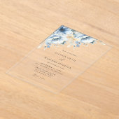 Elegante Blauwe Bloemige Geometrische Frame Bloei Acryl Uitnodigingen (Laagn)