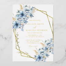 Elegante Blauwe Bloemige Geometrische Frame Bloei
