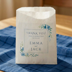 Elegante blauwe bloemige huwelijksgeschenk bedankzakje