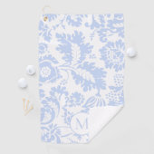 Elegante Blauwe Bloemige Monogram Golfhanddoek (Insitu)