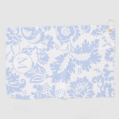 Elegante Blauwe Bloemige Monogram Golfhanddoek (Horizontaal)
