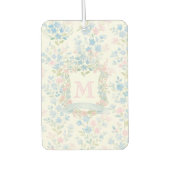 Elegante blauwe bloemige monogram luchtverfrisser (Voorkant)