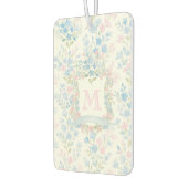Elegante blauwe bloemige monogram luchtverfrisser (Links)