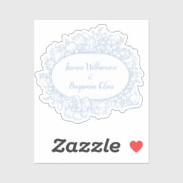 Elegante Blauwe Bloemige Open Huis Bruiloftsrecept Sticker