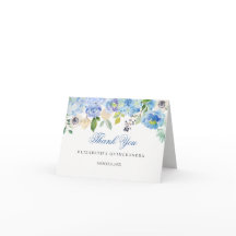 Elegante Blauwe Bloemige Quinceanera Bedankkaart