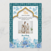 Elegante Blauwe Bloemige Ramadan Iftar Uitnodiging (Achterkant)