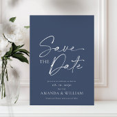 Elegante Blauwe Bloemige Save the Date Kaart