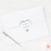 Elegante Blauwe Bloemige Trouw Decoratiebord | Per Hart Sticker (Envelop)