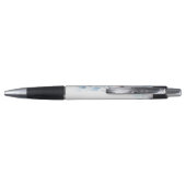 Elegante Blauwe Bloemige Trouwpen Pen (Achterkant)