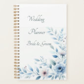 Elegante Blauwe Bloemige Trouwplanner Planner (Voorkant)