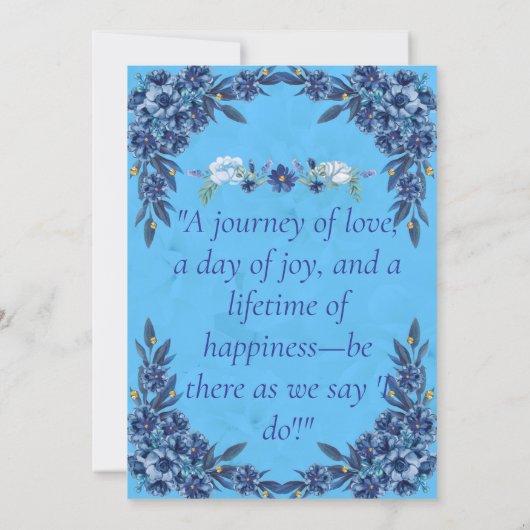 Elegante Blauwe Bloemige Walimah Uitnodiging (Achterkant)