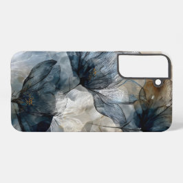 Elegante Blauwe Bloemige Watercolor Abstracte Kuns Samsung Galaxy Hoesje