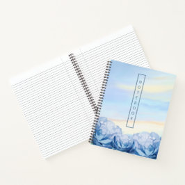 Elegante Blauwe Bloemige Waterverf Notitieboek