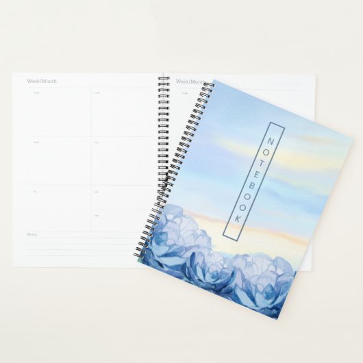 Elegante Blauwe Bloemige Waterverf Planner (Display)