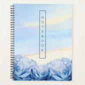 Elegante Blauwe Bloemige Waterverf Planner (Voorkant)
