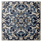 Elegante Blauwe Bloempatroon Tegels Tegeltje (Voorkant)