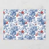 Elegante Blauwe Bloemrand Informatiekaartje (Achterkant)
