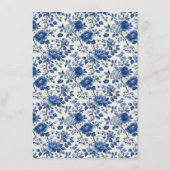 Elegante Blauwe Bloemrand Informatiekaartje (Achterkant)
