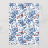Elegante Blauwe Bloemrand Informatiekaartje (Achterkant)